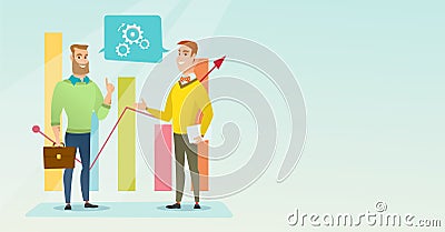 Businessmen discussing market analysis. Vector Illustration