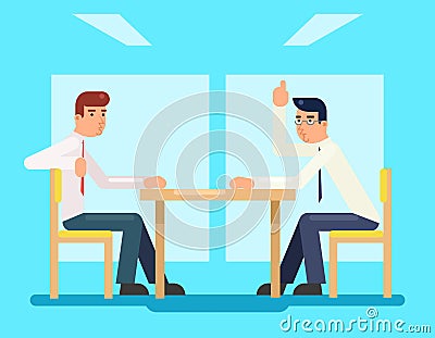 Businessmen discussing strategy flat design characters vector illustration Vector Illustration