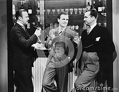 Businessmen drinking together at bar Stock Photo