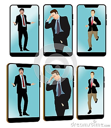 Businessmen express various emotions Stock Photo