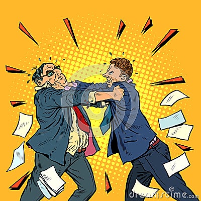 Businessmen fighting, conflict competition Vector Illustration