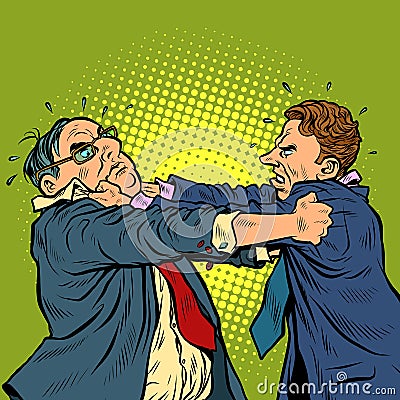 Businessmen fighting, conflict competition Vector Illustration