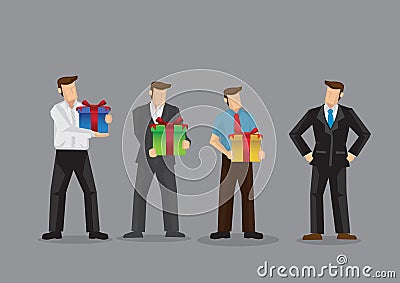 Businessmen giving bribe gift to another businessman so as to win a deal Vector Illustration