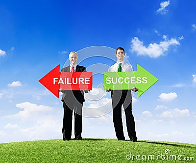 Businessmen Giving Options Failure or Success Stock Photo