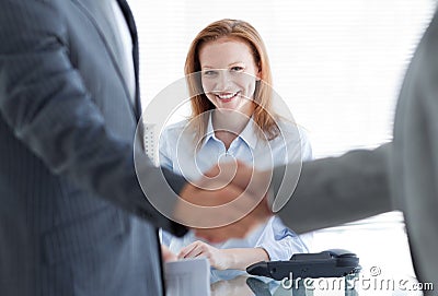 Businessmen greeting each other Stock Photo