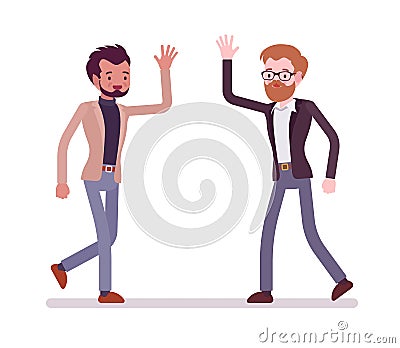 Businessmen greeting with hands Vector Illustration