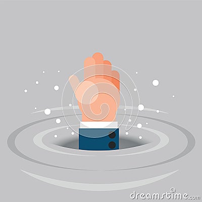 Hand sinking in a whirlpool Vector Illustration