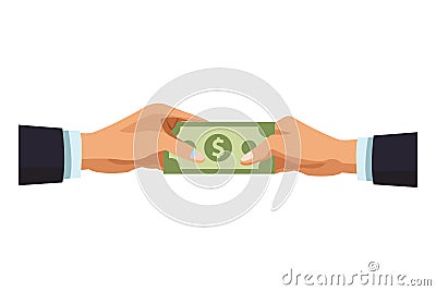 Businessmen hands with money Vector Illustration