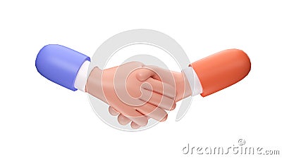 Businessmen handshake 3D rendering illustration Cartoon Illustration