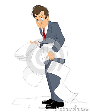 Businessmen with heap of documents Vector Illustration