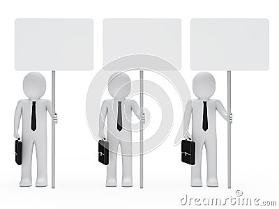 Businessmen hold signboard Stock Photo