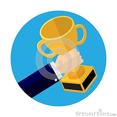 Businessmen holding Trophy cup flat icon-Vector Illustration Vector Illustration