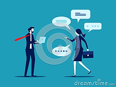 Businessmen listen to information from other people. Summarize and record the minutes of the meeting Vector Illustration