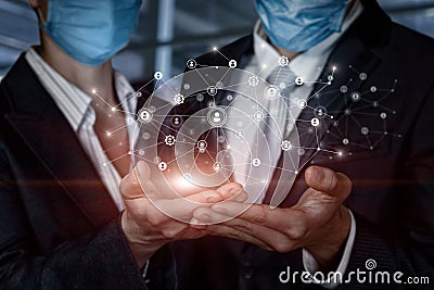 Businessmen maintain a network of connections Stock Photo