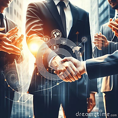 Businessmen making handshake background Stock Photo