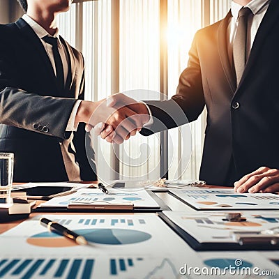 Businessmen making handshake background Stock Photo