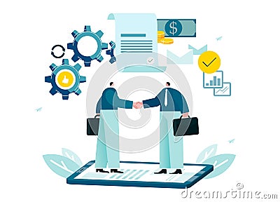 Businessmen are meeting online remotely. Vector EPS 10 isolated on white Vector Illustration