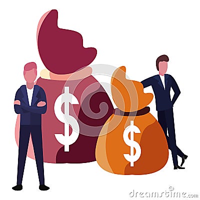 businessmen money bags Cartoon Illustration