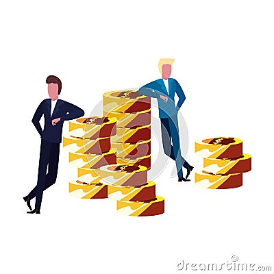 businessmen money bags Cartoon Illustration