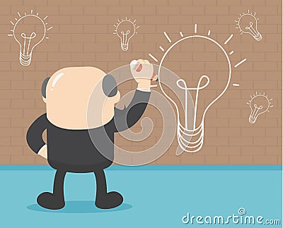Businessmen are painting a wall lamp when they have ideas. Vector Illustration