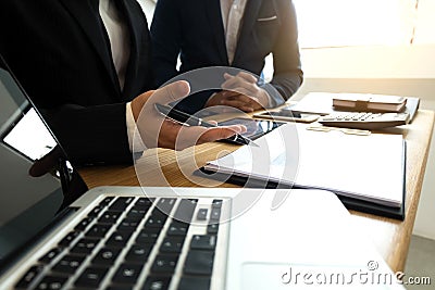 Businessmen present business plans and marketing to the partner Stock Photo