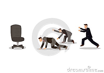 Businessmen racing to seize an empty chair, competition to get a high positon Vector Illustration