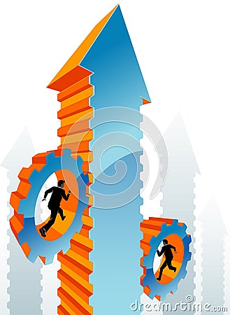 Businessmen Racing to the Top Vector Illustration