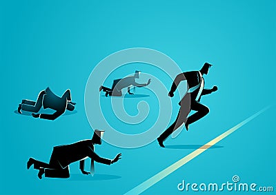 Businessmen reaching finish line Vector Illustration