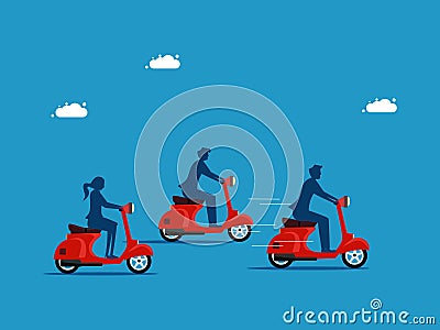 Businessmen riding motorcycles racing. business competition Vector Illustration