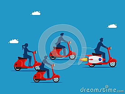 Businessmen riding motorcycles racing. business competitive advantage Vector Illustration