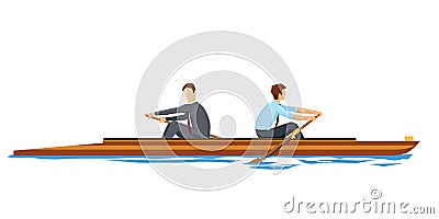 Businessmen rowing in opposition Vector Illustration