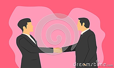 Businessmen`s handshake for confirmation of a partnered company. respect commitment and integrity in product order. vector Vector Illustration
