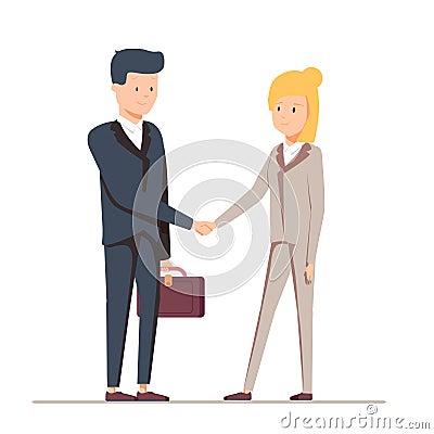 Businessmen shake hands isolated on white background. Businessmen came to an agreement and completed the deal Cartoon Illustration