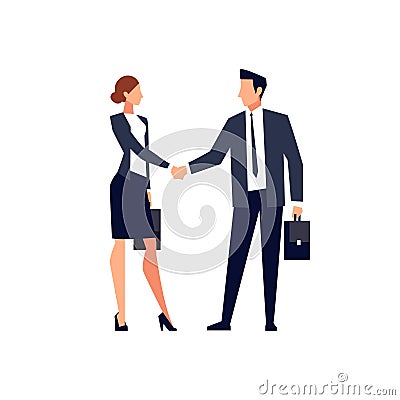 Businessmen shake hands isolated on white background. Vector Illustration