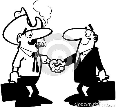 Businessmen shaking hands cartoon Vector Clipart Vector Illustration