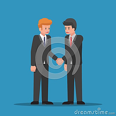 Businessmen shaking hands together. Vector Illustration