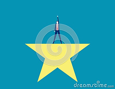 Businessmen stand and point hands in the sky to blend in with the stars Vector Illustration