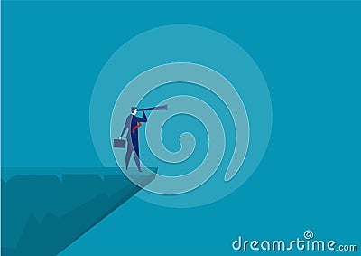 Businessmen standing on the mountain cliff, leadership vector Vector Illustration