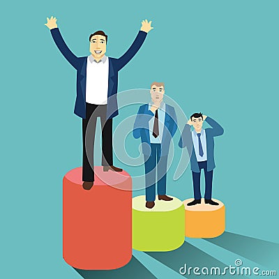 businessmen standing on podium. Vector illustration decorative design Vector Illustration