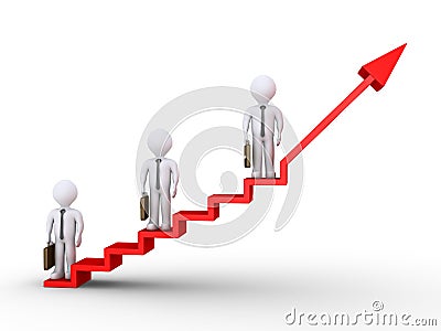 Businessmen standing on stairs of success Stock Photo