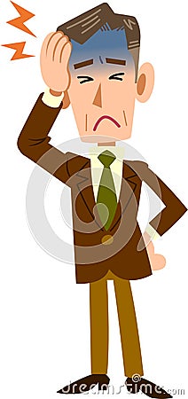 Businessmen suffering from headache _ Mature age Vector Illustration