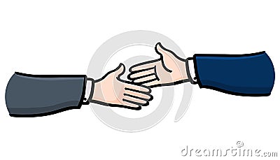 Hands reaching out for handshake cartoon Cartoon Illustration
