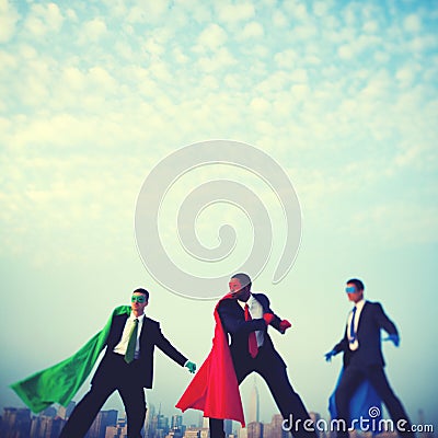 Businessmen Superhero Power Success City Concept Stock Photo