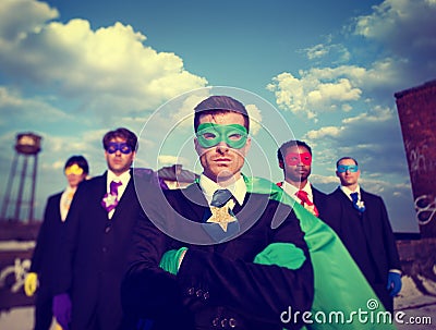 Businessmen Superhero Team Confidence Concepts Stock Photo