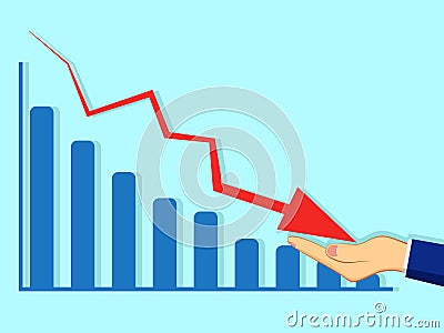Businessmen support a downward graph. help concept Vector Illustration