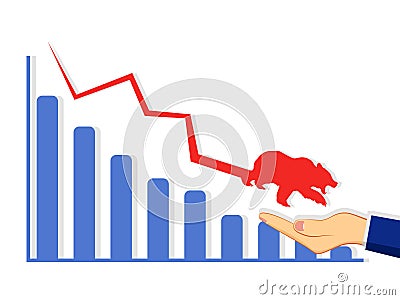 Businessmen support a downward graph. help concept Vector Illustration