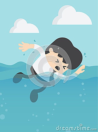 Businessmen are about to drown. Vector Illustration
