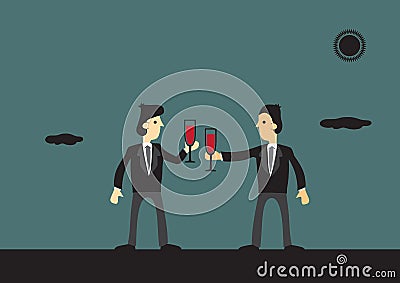 Businessmen Toasting to Success Vector Illustration