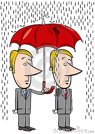 Businessmen under umbrella cartoon Vector Illustration