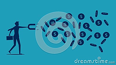 Businessmen use magnets to attract money. income generation Vector Illustration